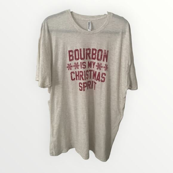 American Apparel 'Bourbon is My Christmas Spirit' Graphic Tee Sz 2XL - Picture 1 of 3